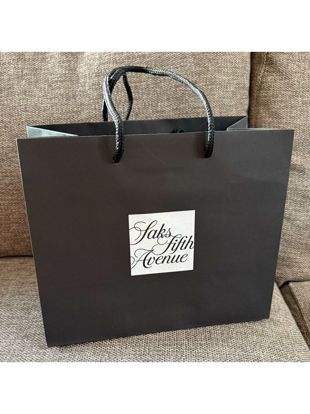 Saks Fifth Avenue Empty Paper Black Bag Medium Authentic Luxury